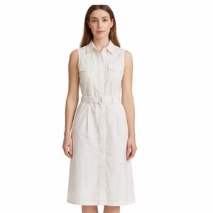 Inwear | White Belted Sleeveless Button Front Shirt  Dress